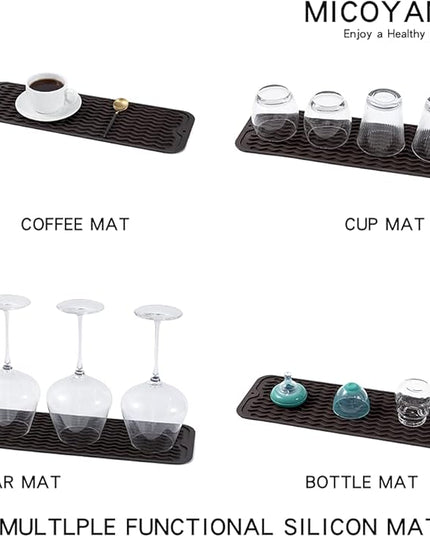 Silicone Dish Drying Mat for Multiple Usage,Easy clean,Eco-friendly,Heat-resistant Silicone Mat for Kitchen Counter,Sink,Bar,Bottle,or Cup Coffee M 17 inches x 6 inches