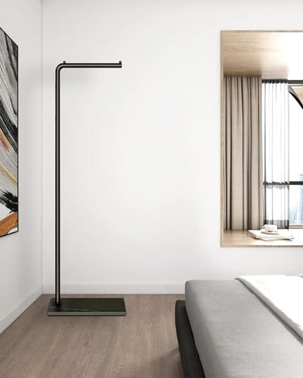 Metal Coat Rack, Modern Clothing Tree with Heavy-weight Slate Base, Small Coat Stand for Entryway/Bedroom/Hallway, Standing Plant Hanger, Matte Black