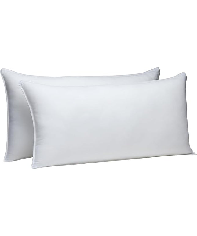 Amazon Basics Down Alternative Bed Pillows, Medium Density For Back and Side Sleepers, King, 2-Pack, White, 36 in L x 20 in W