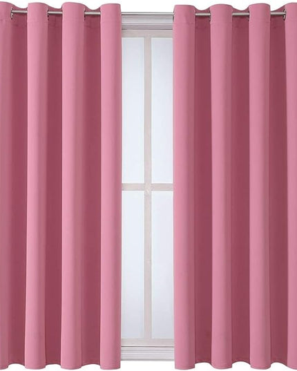 ChrisDowa Grommet Room Darkening Curtains for Bedroom and Living Room - 2 Panels Set Thermal Insulated Blackout Curtains (Pink, 52W x 63L)