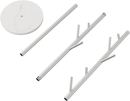 Silver Coat Racks, Metal Coat Rack Freestanding with Hooks, Entryway Coat Rack Stand, Coat Racks with Marble Base, Coat Tree for Hanging Clothes, Hats, Bags