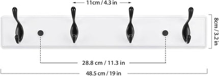 Wooden Coat Rack, Wall-Mounted Organizer for Closet, Entryway, Hallway, Foyer, Bedroom, Heavy Duty Double Hooks for Hanging Towels, Bags, Hats, Jackets, Key (WhiteBlack, 4 Hooks)