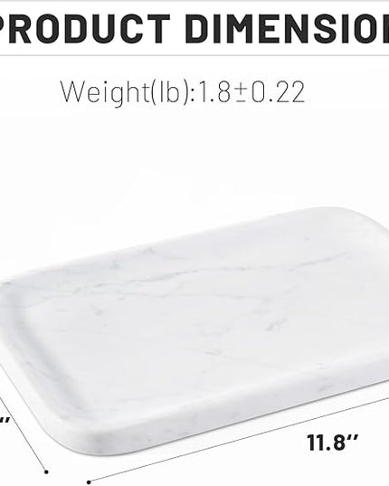 Statuario Marble Vanity Tray - Decorative Organizer for Bathroom Countertop, Dresser, Kitchen Sink
