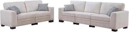Legend Vansen Oversized Modular Sectional Sofa,5 Seat U Shaped Couch with Ottoman,Corduroy Sofa with Deep Seat,Convertible Large Sectional Couches for Living Room (Cream, 2+3)