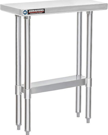 DuraSteel 30x12 Stainless Steel Work Table - NSF Commercial Prep Metal Table - Outdoor Pizza Oven Stand w/Under Shelf - Kitchen Island Laundry Utility Garage Microwave Stand Large Rolling Storage Cart