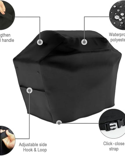 Tuyeho Grill Cover 65 x 30 x 46 inch, 900D Heavy Duty Gas BBQ Cover w/Side Fasteners Straps, Waterproof & Weather Resistant for Your Weber, Char-Broil, Brinkmann, Holland, Jenn Air (Black)