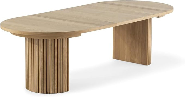 Transformer Table - Solid Wood Extendable Round Dining Table, Extendable Round Dining Table, Space-Saving Modern Furniture, Scandinavian Oak, Natural Finish (Table Only)