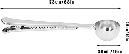 FLEXMAN Coffee Scoop with Clip, 2 in 1 Modern Design Stainless Steel Teaspoon Scoop, Sealing Function Spoon for Home, Restaurant, Office, Daily Coffee Life