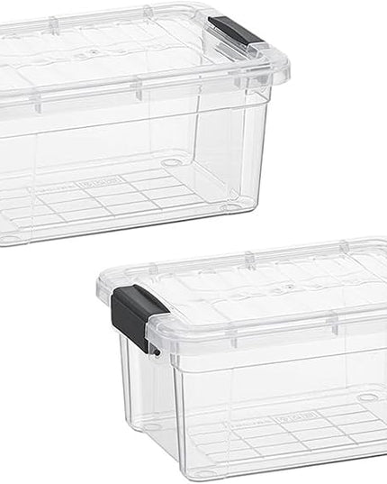 Superio Storage Bins with Lids- 2 Pack, 1.85 Qt Clear Boxes for Organizing, Stackable Plastic Containers- BPA Free, Non-Toxic, Odor Free, Organizer for Home, Office, Dorm