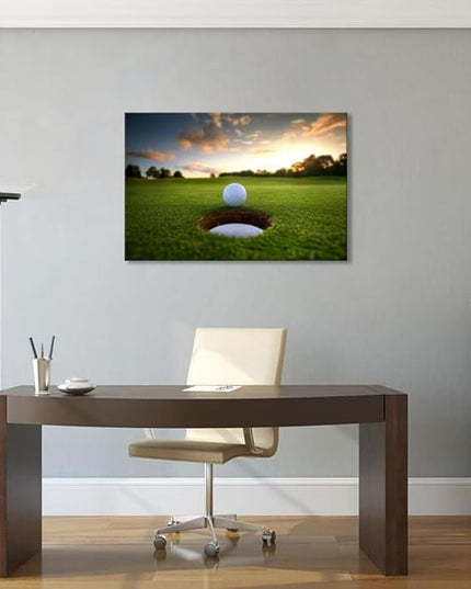 chenchenArt Golf Wall Art for Living Room Bedroom Home Decorations Golf Ball Picture Poster Canvas Prints Modern Artwork Framed Ready to Hang(24''H x 36''W)
