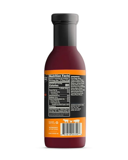 Kosmos Q Honey Jalapeno, Sweet & Spicy BBQ Sauce for Pork, Chicken, Brisket, Ribs & More, Made with Real Honey, Jalapeno & Peach, Thick Marinade & Dipping Sauce, Gluten Free, 15.5 Oz Bottle