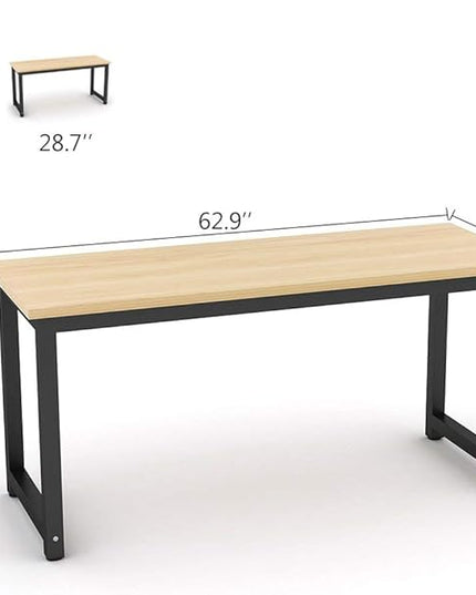 Tribesigns Computer Desk, Large Office Desk Computer Table Study Writing Desk for Home Office, Walnut + Black Leg, 63 X 23.6 inch