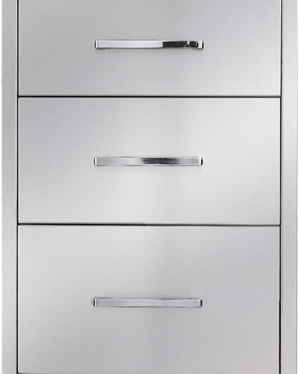 yuxiangBBQ Outdoor Kitchen Drawers Stainless Steel 3-Drawer BBQ Drawer 14" W x 20.5" H x 23" D Enclosed Built-in Drawer Flush Mount for Outdoor Kitchens & BBQ Islands