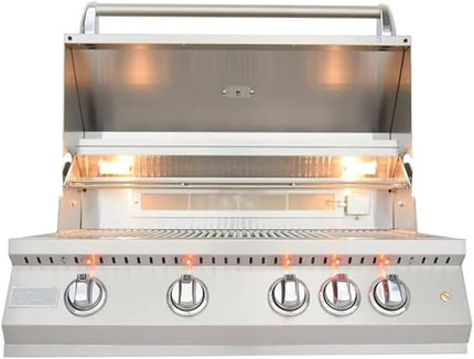 KoKoMo Grills 4 Burner Professional Built-In Gas Grill with Infrared Back Burner | 72000 BTUs Stainless Steel Natural Gas Grill for Outdoor Kitchen Cooking & Patio Backyard Barbecue | 32 Inch