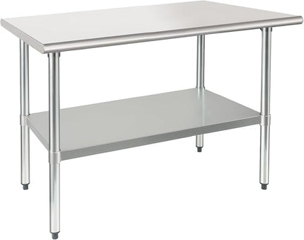 HARDURA Stainless Steel Table 30X36 Inches with Undershelf and Galvanized Legs NSF Heavy Duty Commercial Metel Table for Food Prep