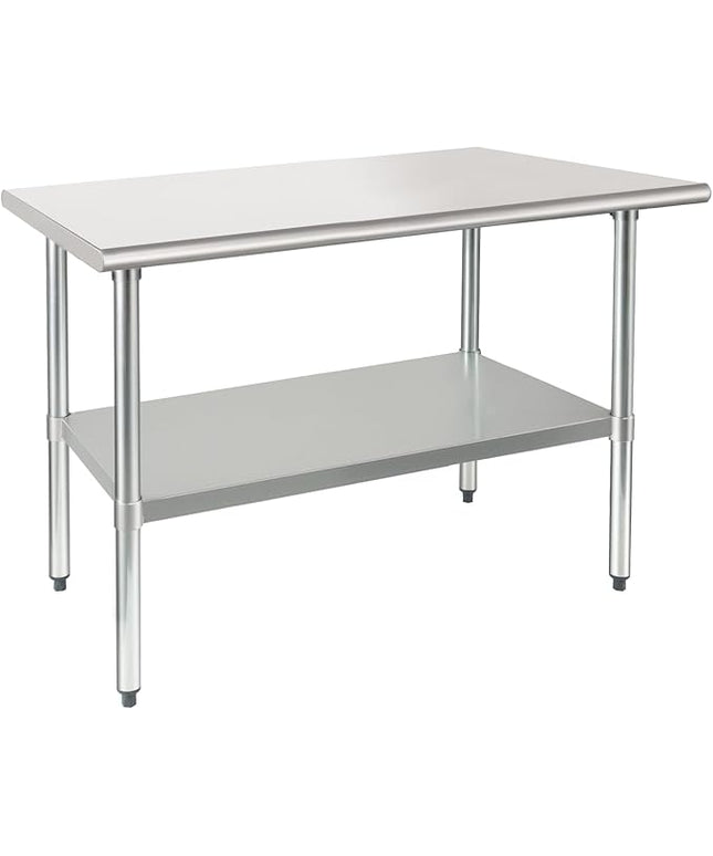 HARDURA Stainless Steel Table 30X36 Inches with Undershelf and Galvanized Legs NSF Heavy Duty Commercial Metel Table for Food Prep