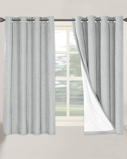 H.VERSAILTEX 100% Blackout Curtains for Bedroom Thermal Insulated Linen Textured Curtains Heat and Full Light Blocking Drapes Living Room Curtains 2 Panel Sets, Glacier Gray, 52x54 Inch