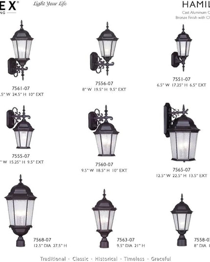 Livex Lighting 7557-07 Hamilton 4 Light Outdoor 4 Head Post, Bronze,25" x 24.5" x 28"