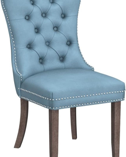 SoarFlash Velvet Dining Chairs Set of 4, Tall Back Side Chair, Modern Upholstered High-end Tufted Side Chair with Button Back Ring, Solid Wood Legs (Sky-Blue)