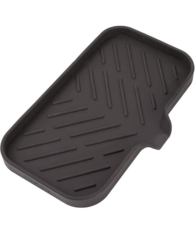 Silicone Bathroom Soap Dishes with Drain Spout-Bathroom and Kitchen Sink Organizer,Sponge Holder,Dish Soap Tray,Perfect for Dispenser,Scrubber,Bottle,Cup on Sink or Counter-Coffee 9.6"×5.3"