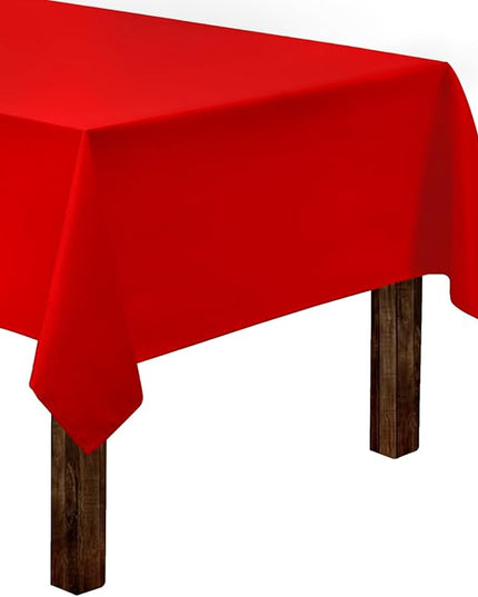 Gee Di Moda Rectangle Tablecloth - 60 x 102 Inch Red Table Cloth for 6 Foot Rectangle Tables - Heavy Duty Washable Fabric - for Holiday Party, Dinner, Weddings, Baby Shower & Events