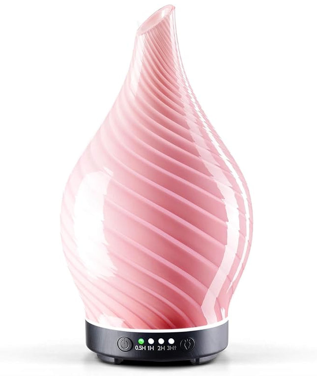 Porseme 150ml Essential Oil Diffuser Glass Color Changing Aroma Air Diffusers Aromatherapy Ultrasonic Cool Mist Humidifier 6 Running Hours Waterless Auto-Off for Sleeping Yoga Office Spa (Pure Pink)