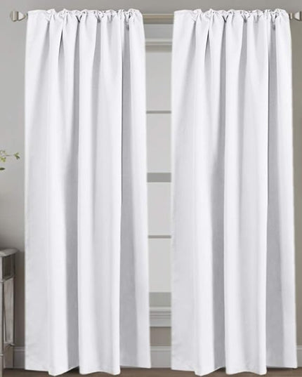 H.VERSAILTEX White Curtains Thermal Insulated Window Treatment Panels Room Darkening Privacy Assured Drapes for Living Room Back Tab/Rod Pocket Bedroom Draperies, 52 x 84 Inch, 2 Panels