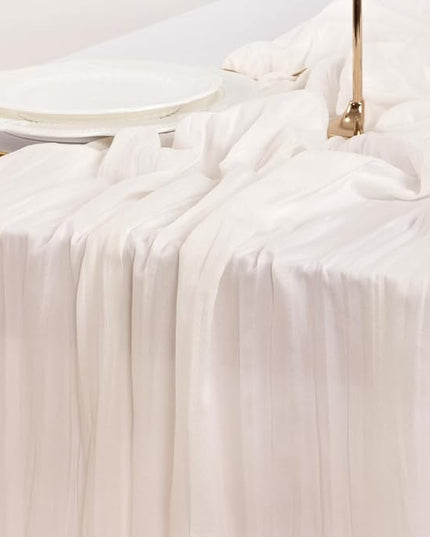 Socomi 6pcs Ivory White Cheesecloth Table Runner Christmas Boho Rustic Gauze 120 inch 10FT Cheese Cloth Runner for Wedding Party Baby Shower Birthday Home Decor Holiday Decorations