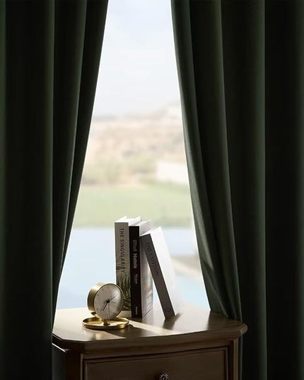 Joydeco Green Velvet Curtains 84 inch Length 2 Panels, Luxury Blackout Rod Pocket Thermal Insulated Window Curtains, Super Soft Room Darkening Drapes for Living Room Bedroom,W52 x L84 inches
