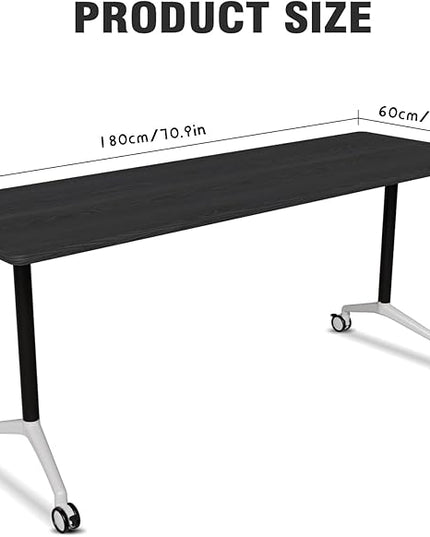 Conference Room Table with Flip-Top Design for Dynamic Meetings, Business Table Computer Desk with Heavy-Duty Frame,Foldable Seminar Meeting Tables for Home Office (6, F, 70.8IN)