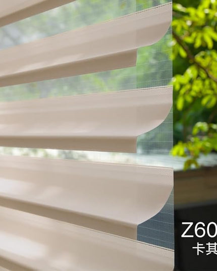 zshine Automatic Shangri La Light Filtering Roller Shades Free Dimming Rechargeable Matter Motor Compatible with Homekit Siri for Living Room 83035C