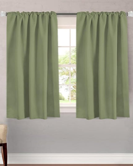 H.VERSAILTEX Blackout Curtains for Living Room Thermal Insulated Window Treatment Panels Room Darkening Blackout Drapes Back Tab/Rod Pocket Bedroom Draperies, 52 x 45 Inch, Sage, 2 Panels