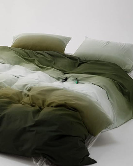 CLOTHKNOW Green White Twin/Twin XL Comforter Set Gradient Green Bedding Comforter Sets Hunter Green White Bed Comforter Sets