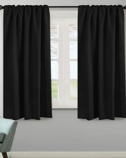 H.VERSAILTEX Blackout Curtains Thermal Insulated Window Treatment Panels Room Darkening Blackout Drapes for Living Room Back Tab/Rod Pocket Bedroom Draperies, 52 x 63 Inch, Black, 2 Panels