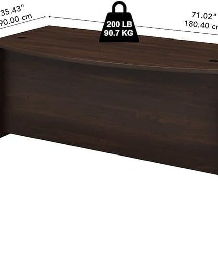 Bush Business Furniture Studio C Bow Front Desk, 72W x 36D, Black Walnut