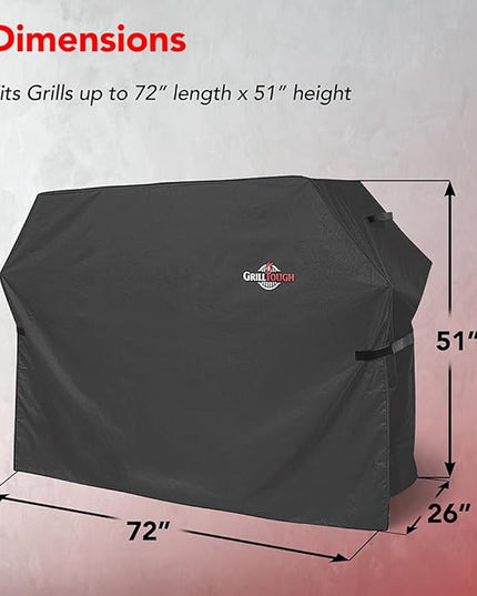 Heavy Duty BBQ Grill Cover for Outdoor Grill, 72 Inch – Waterproof, Weather Resistant, UV & Fade Resistant with Adjustable Straps – Gas Grill Cover for Weber, Charbroil, etc. Charcoal