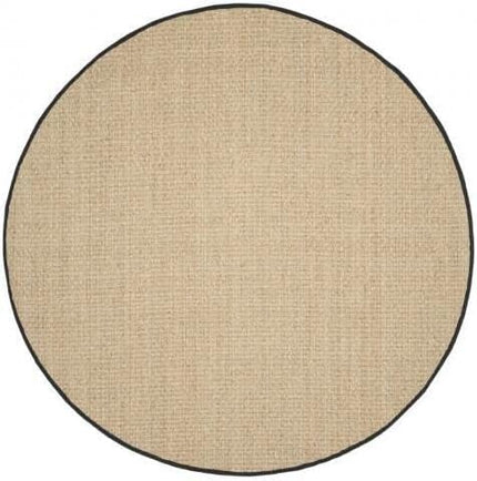 SAFAVIEH Area Rug 4' Round - Natural Fiber Collection - Natural & Black, Seagrass, Basketweave Pattern with Border (NF114C)