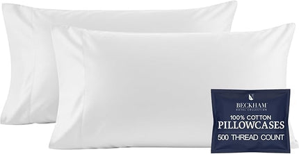 Beckham Hotel Collection Bed Pillows with Cotton Pillowcases King Size Sets of 2, Soft Down Alternative Pillows for Sleeping, Open End Cases for Easy Changing, White