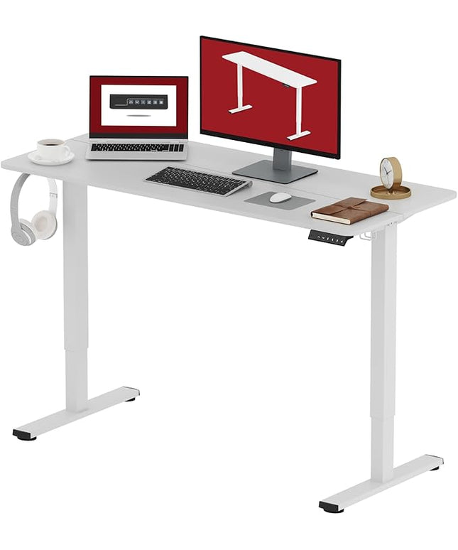 SANODESK Electric Standing Desk 48x24 Inch Height Adjustable Stand Up Desk Home Office Computer Workstation Sit Stand Home Office Desk with Splice Board (White Frame + White Top)