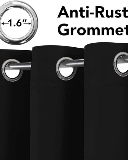 H.VERSAILTEX Blackout Curtains for Bedroom Thermal Insulated Room Darkening Living Room Curtains 84 Inch Long Grommet Privacy Protection Window Curtain Panels/Drapes for Nursery, 2 Panels,Jet Black