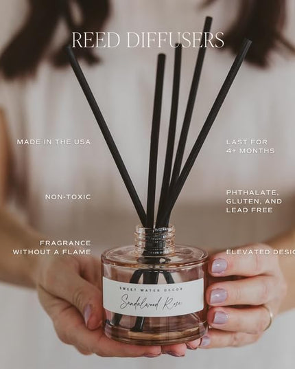 Sweet Water Decor Christmas Tree Reed Diffuser Set - Spruce, Pine Needles, Cedar, and Moss Scented Diffusers - Scent Diffusers for Home, Long Lasting Fragrance, Made in The USA