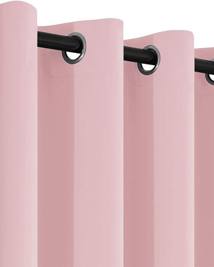 Yakamok Insulated Blackout Window Draperies - Energy Efficient Home Decor Grommet Top Curtains for Bedroom(Pink, 52Wx36L, 2 Panels)