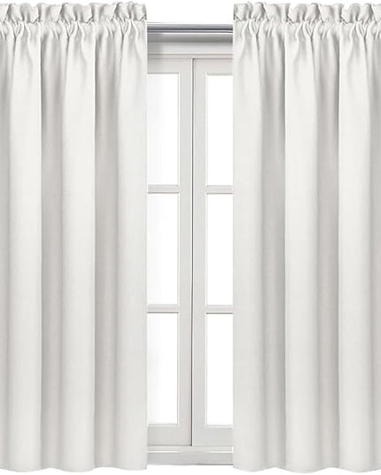 DWCN Blackout Curtains Thermal Insulated, Energy Saving & Noise Reducing Bedroom and Living Room Curtains, Ivory, W 42x L 54 Inch, Set of 2 Rod Pocket Curtain Panels