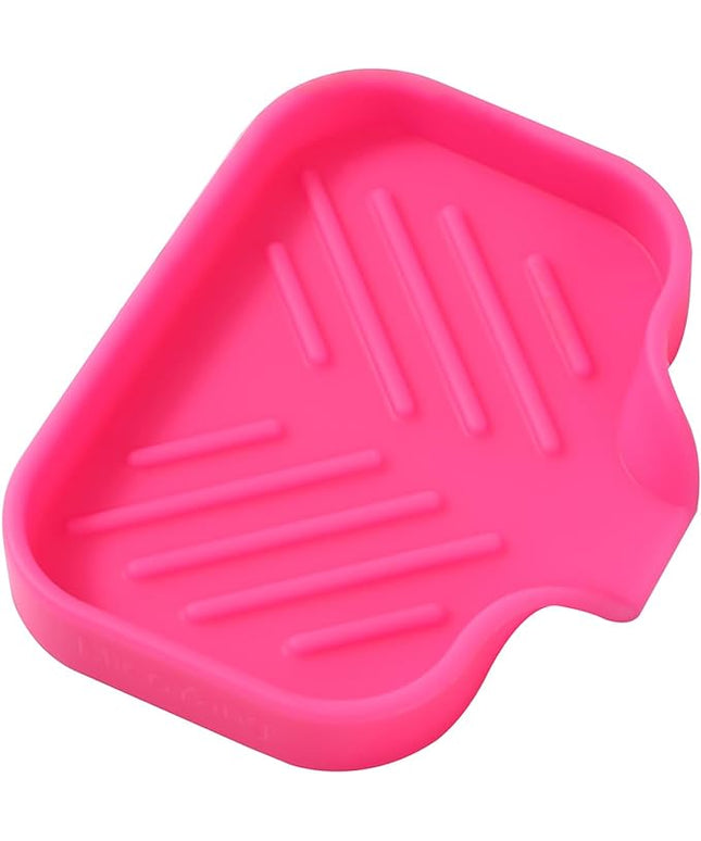 Silicone Bathroom Soap Dishes with Drain Spout-Bathroom and Kitchen Sink Organizer,Sponge Holder,Dish Soap Tray,Perfect for Dispenser,Scrubber,Bottle,Cup on Sink or Counter-Rose 4.9"×3.2"
