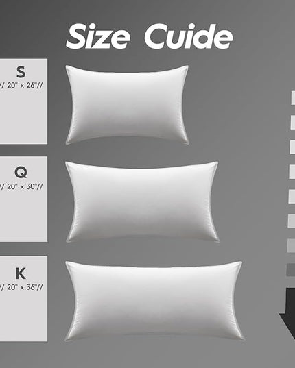 Globon Ultra Soft Down Pillow Standard Size, All Down Filled Bed Pillow for Sleeping, 100% Cotton Shell 500 Thread Count 700 Fill Power, Soft Hotel Collection Down Feather Pillow 20" x 26" 1 Pack