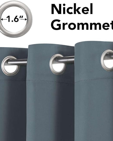 H.VERSAILTEX Elegant Grommet Blackout Thermal Insualted Solid Curtains/Drapes,Window Treatment Panels (Set of 2, Stone Blue, 52" W x 96" L)