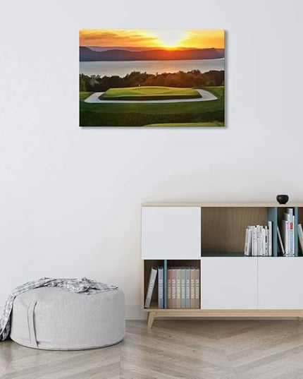 chenchenArt Sleepy Hollow 16 Hole Golf Course Wall Art for Living Room Bedroom Bathroom Home Decorations Sleepy Hollow Golf Course Picture Poster Canvas Prints Framed Ready to Hang(28''H x 44''W)