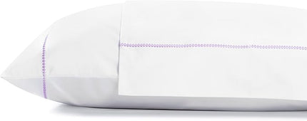Linen Home 100% Cotton Percale Pearl Stitch Pillowcases King Size, Mauve Lavender, 2 Pieces of Pillow Case, Crisp and Cool Strong Bed Linen, 20 inches X 40 inches