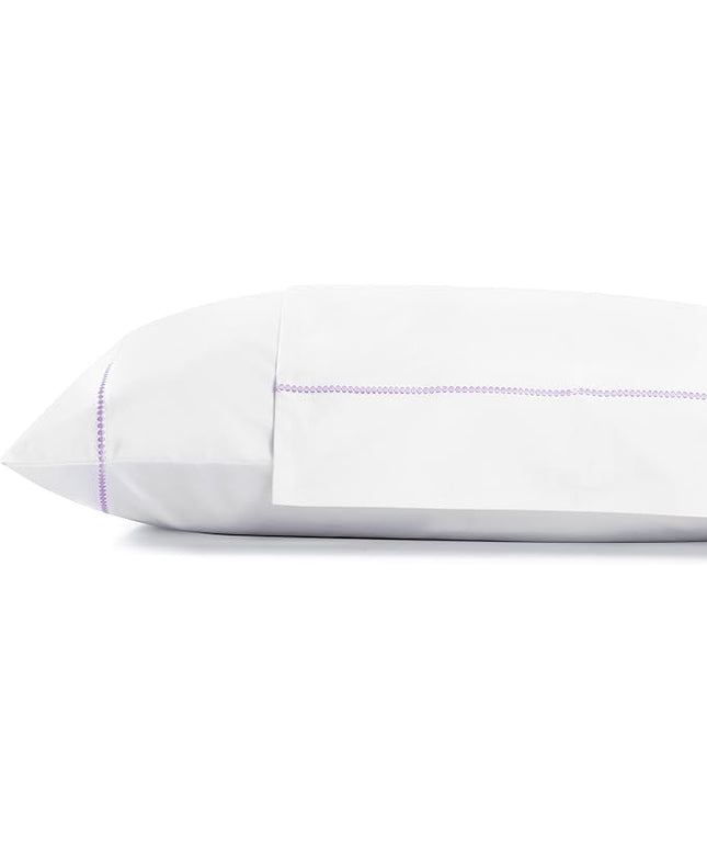 Linen Home 100% Cotton Percale Pearl Stitch Pillowcases King Size, Mauve Lavender, 2 Pieces of Pillow Case, Crisp and Cool Strong Bed Linen, 20 inches X 40 inches