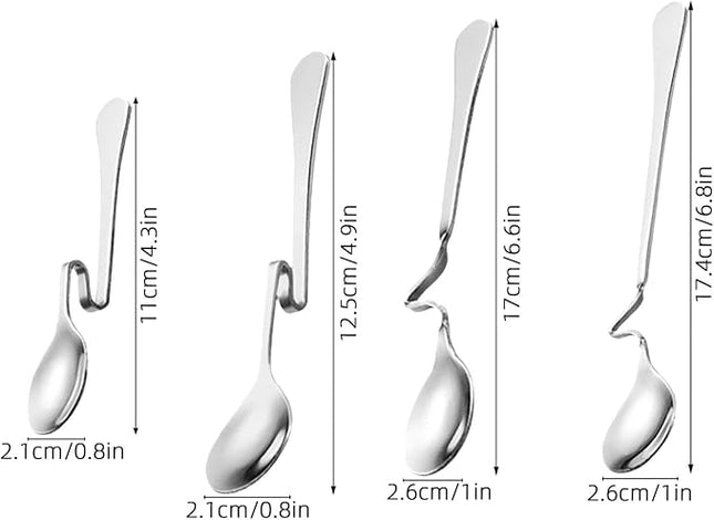 KICHOUSE 8pcs Stainless Steel Hanging Spoon: Curved Handle Coffee Stirrer Kitchen Serving Table Spoon For Bartending Home Office Bar Swizzle Mixing